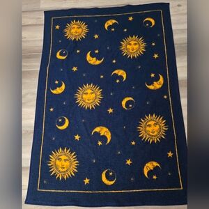 Vintage Celestial Sun And Moon Blanket
